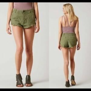 Green Free People Cut off Jean shorts
